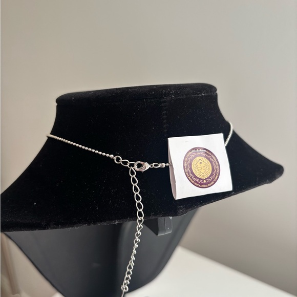 Silver Necklace with Pink Enamel Round Pendant - Picture 5 of 5